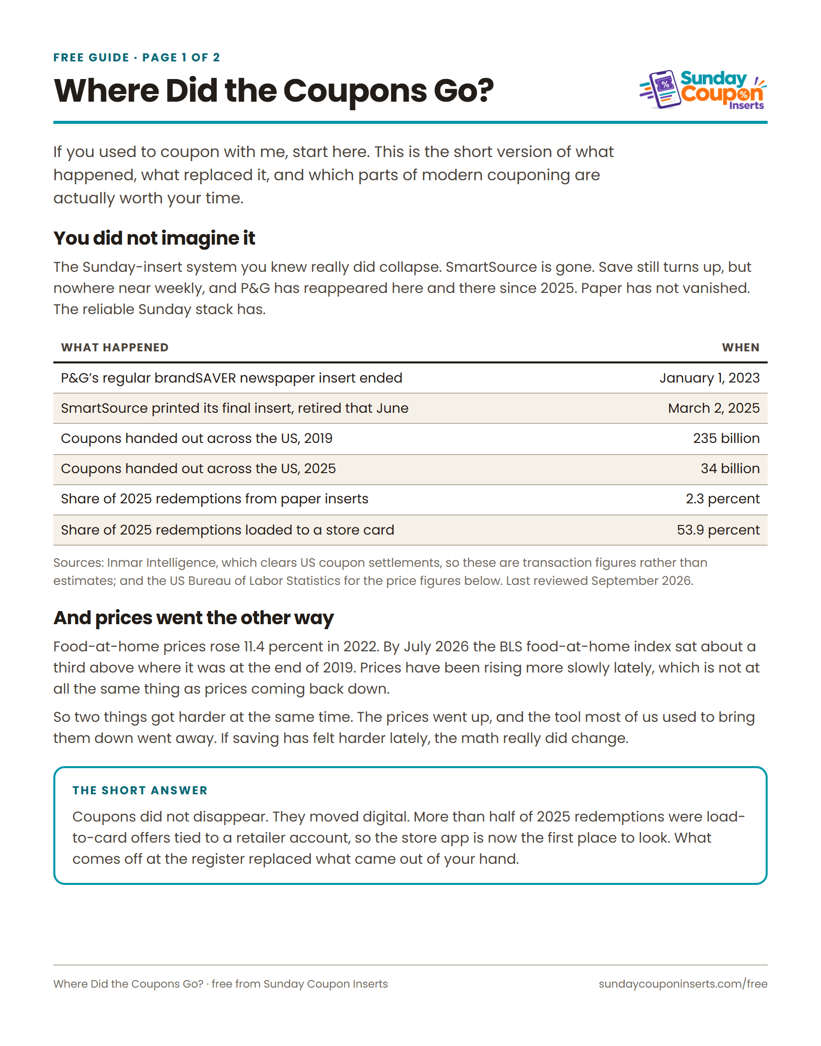 The Where Did the Coupons Go? sheet